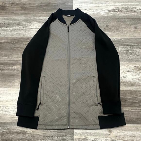 The North Face Gray Black Womens L Full Zip Diamond Quilted Fleece Lined Jacket - Picture 1 of 11